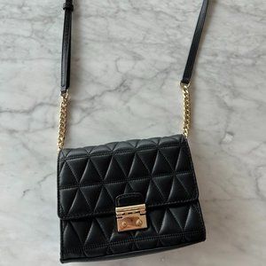 Michael Kors black crossbody purse with gold chain